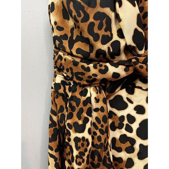 Nanette Lepore Silk Come Hither Dress Womens sz 0 Cheetah One Shoulder Cocktail - Picture 7 of 9
